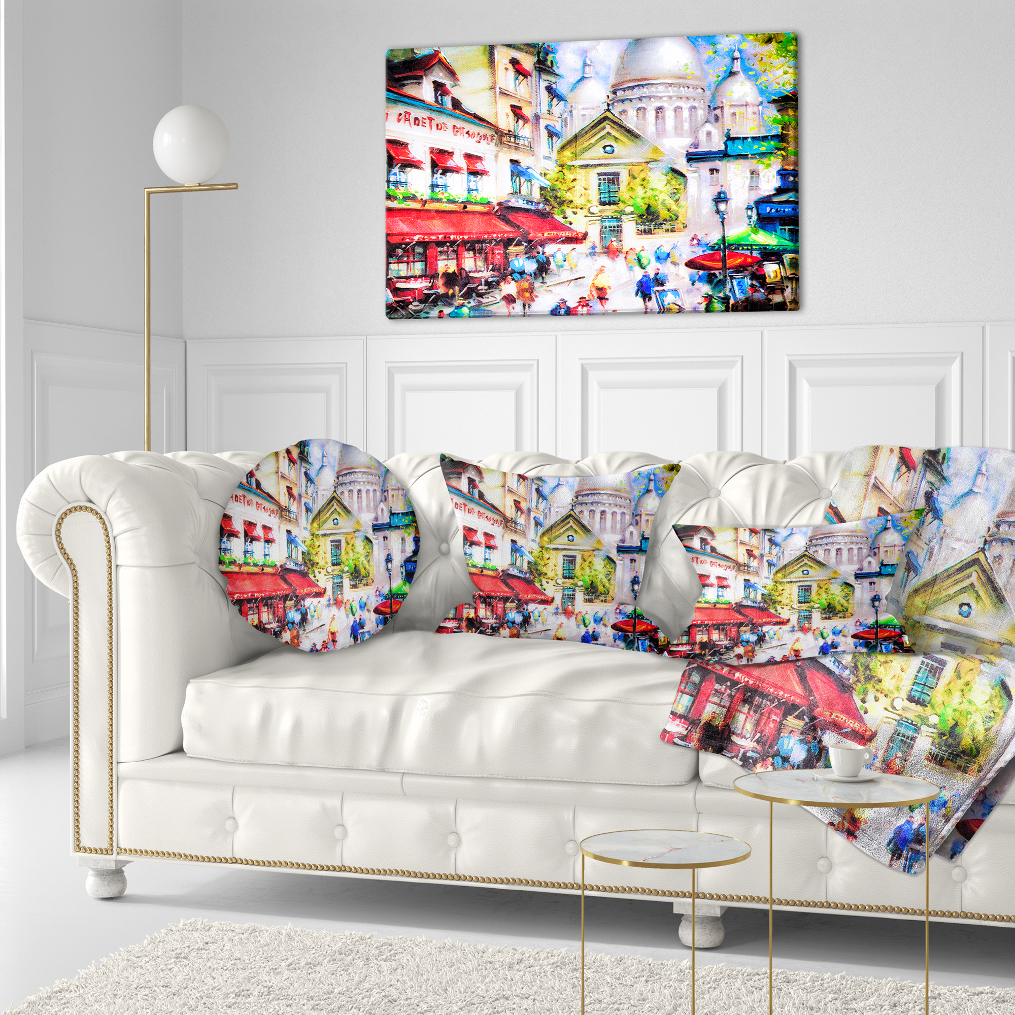 Designart Sacre Coeur and Montmartre - Cityscape Throw Pillow - 12x20