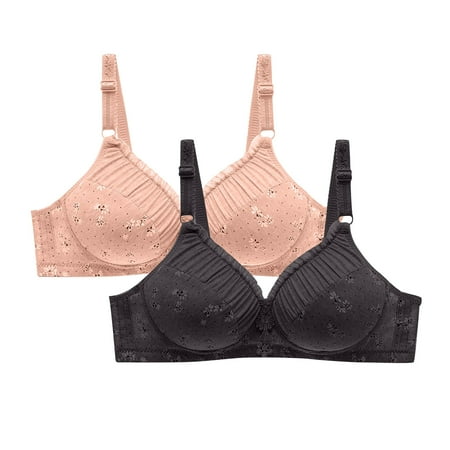 2PC Womens Push Up Bras Floral Embroidery Wireless Seamless Full Coverage Push Up Soft Everyday Yoga Workout Sport Bra Blue 4 40 C