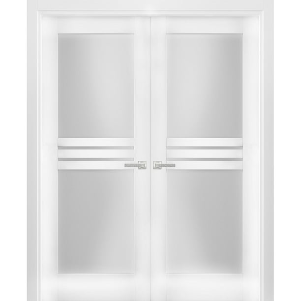 Solid French Double Doors 72 x 96 inches Opaque Glass 4 Lites / Mela ...