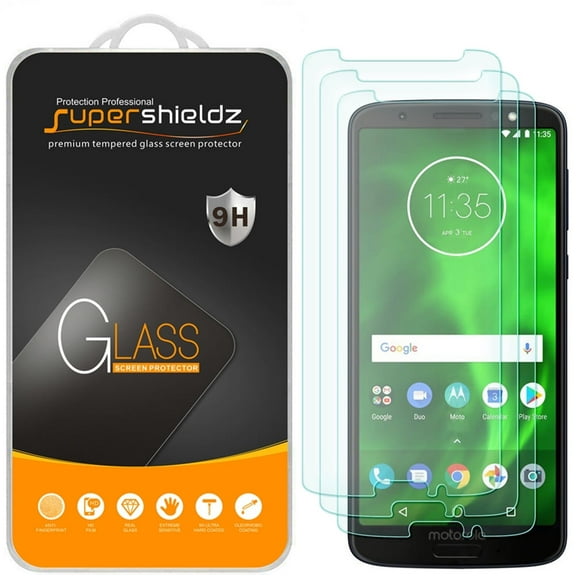[3-Pack] Supershieldz for Motorola Moto G6 Tempered Glass Screen Protector, Anti-Scratch, Anti-Fingerprint, Bubble Free