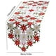 thumbnail image 3 of Mantel navideño rojo con encaje bordado, impermeable | Decoración festiva para el comedor | Camino de mesa rectangular con estampado de copos de nieve, 3 of 6
