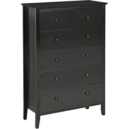 Adeptus Solid Wood 5-Drawer Chest, Black