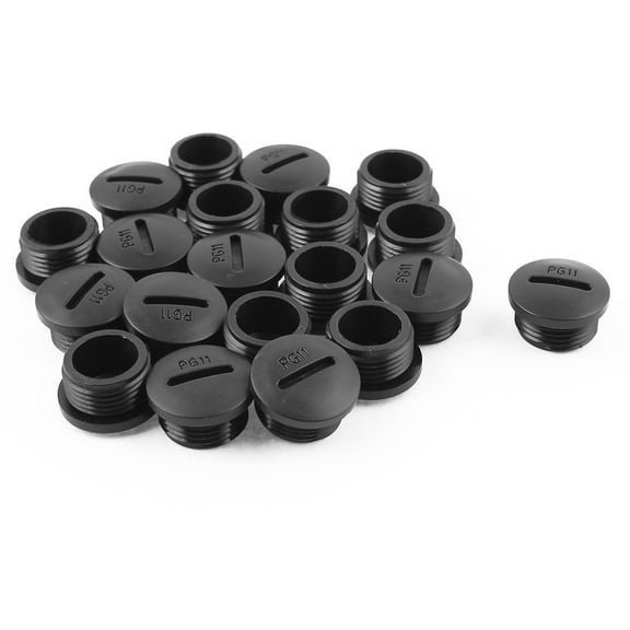 20pcs PG11 Black Nylon Round Blanking Plug Cap End Threaded M18 x 8mm