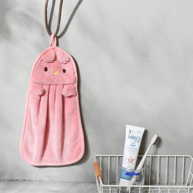 Toalla de vellón de coral para colgar, toalla de mano con dibujos de animales, toalla absorbente para cocina y baño, toalla de mano