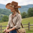 thumbnail image 4 of Hsqqdc Western Cowboy Hat with Flower Band Cowgirl Cap for Parties, 4 of 7