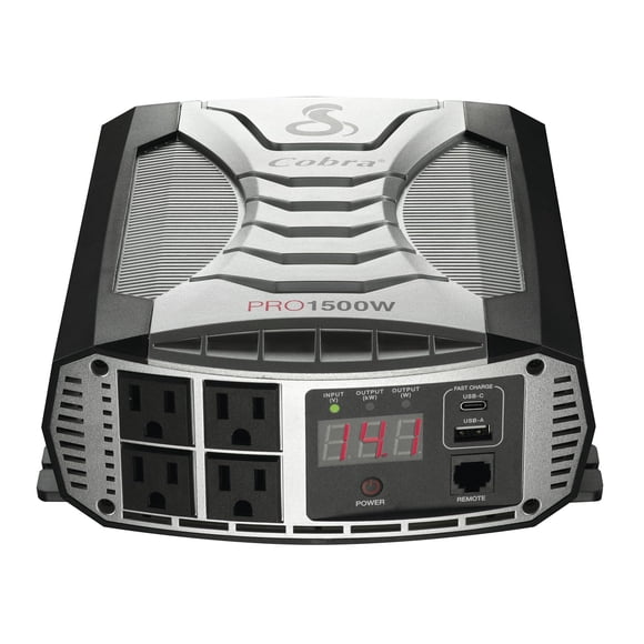 Inversor de corriente Cobra PRO 1500W portátil, 4 salidas AC, 2 USB