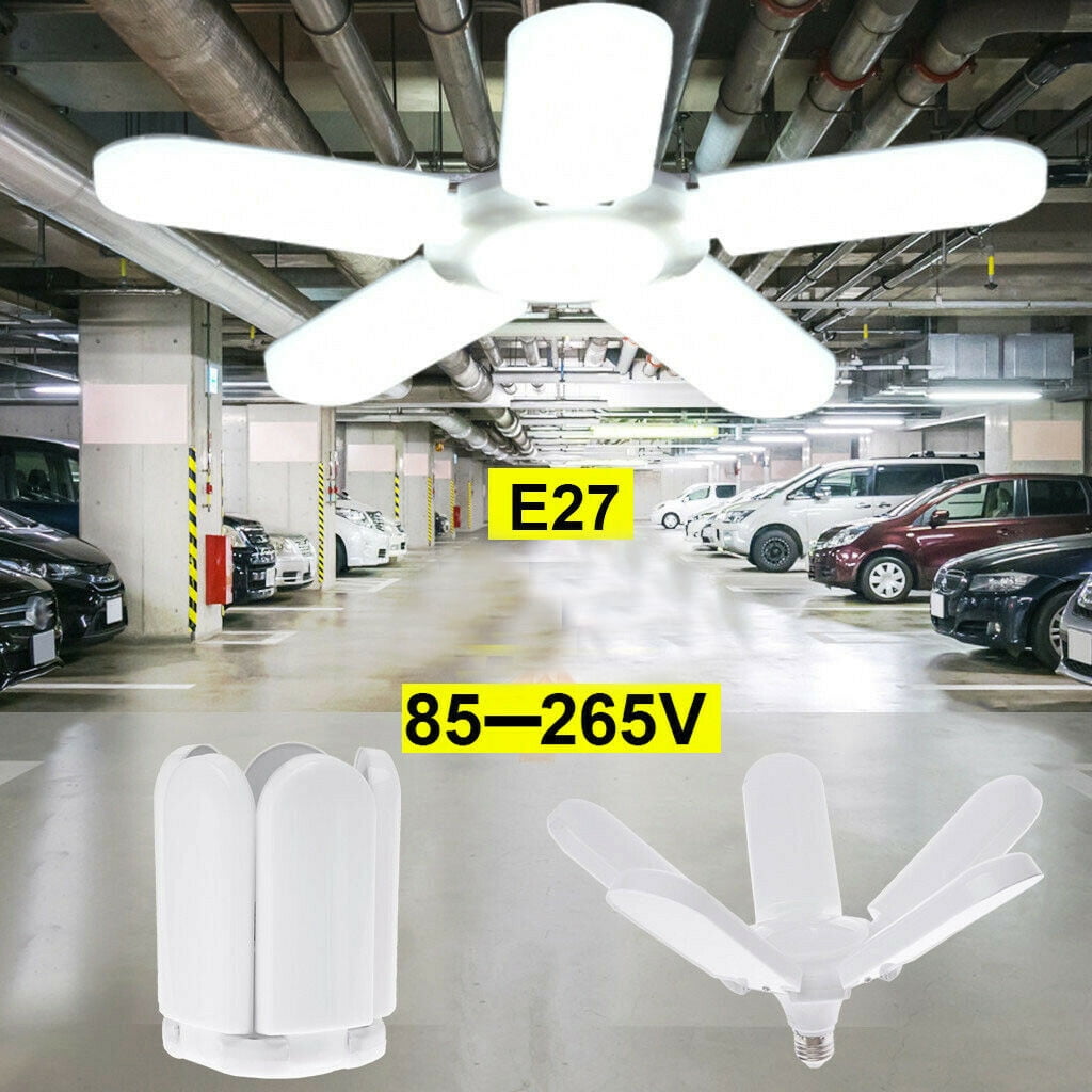 LED Garage Light Deformable, E27 Base Daylight Garage Ceiling Lamp, 3/4