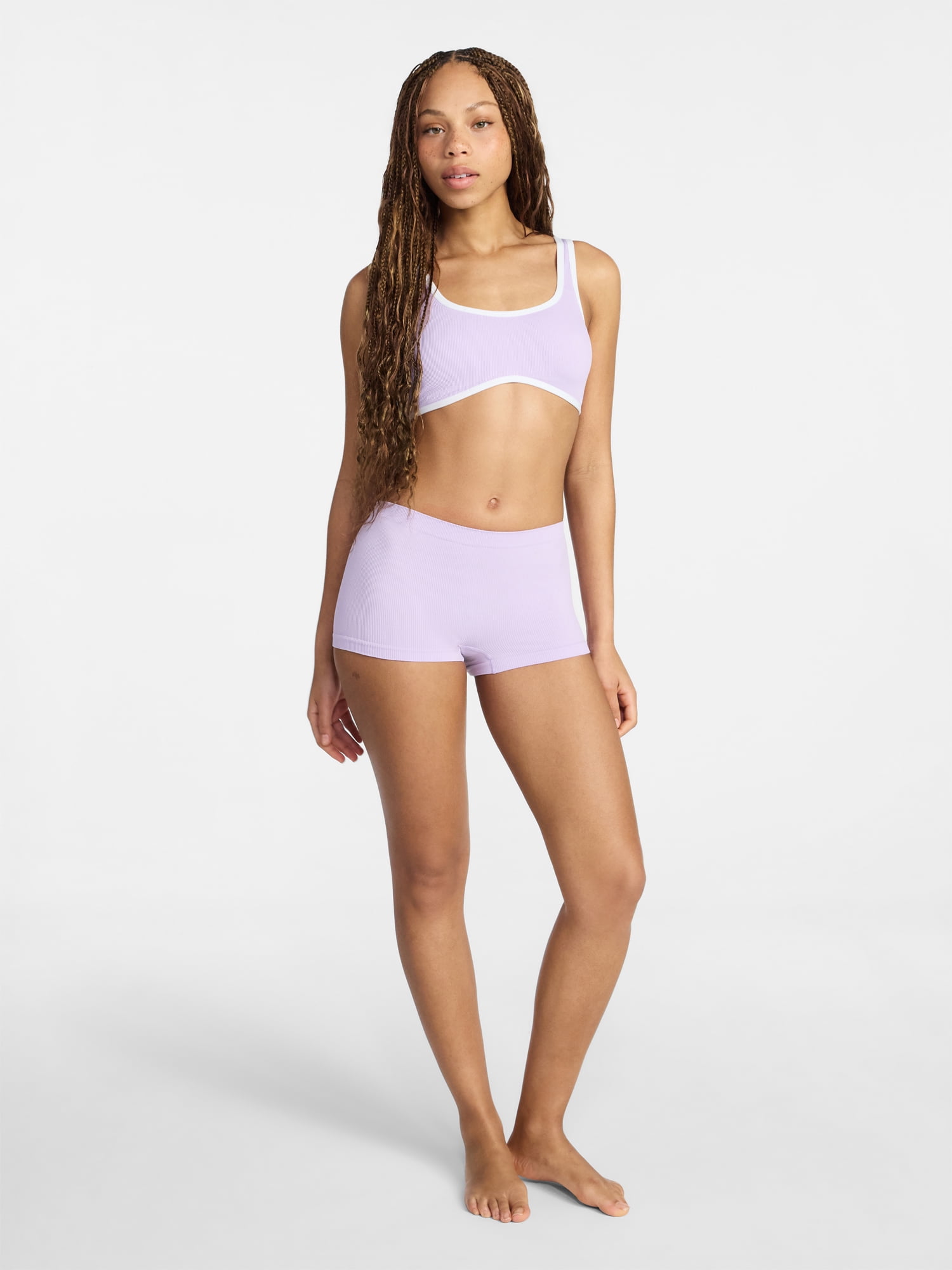 No Boundaries Seamless Scoop Neck Bralette & Boyshort Set, 2-Piece, Women's XS-XXXL