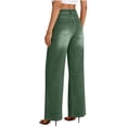 thumbnail image 6 of RYDCOT Women's Wide Leg Jeans High Waisted Stretchy Straight Leg Jeans Trendy Seamed Front Loose Denim Pants Army Green, 6 of 7