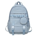 thumbnail image 3 of 1pc Fashion Trendy Casual Backpack, Large Capacity Versatile Bag, Simple Solid Color Backpack With Cute Bear Patten Coin Purse, Preppy Versatile Bag, 3 of 5
