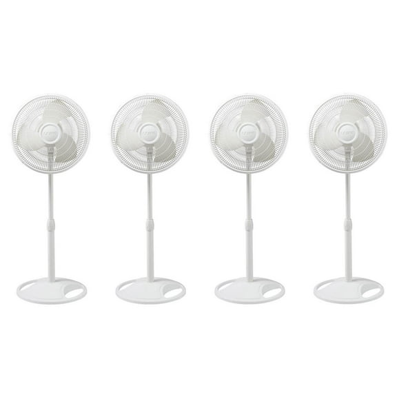 Lasko 16 Inch Oscillating Adjustable Tilting Pedestal Stand Fan, White (4 Pack)