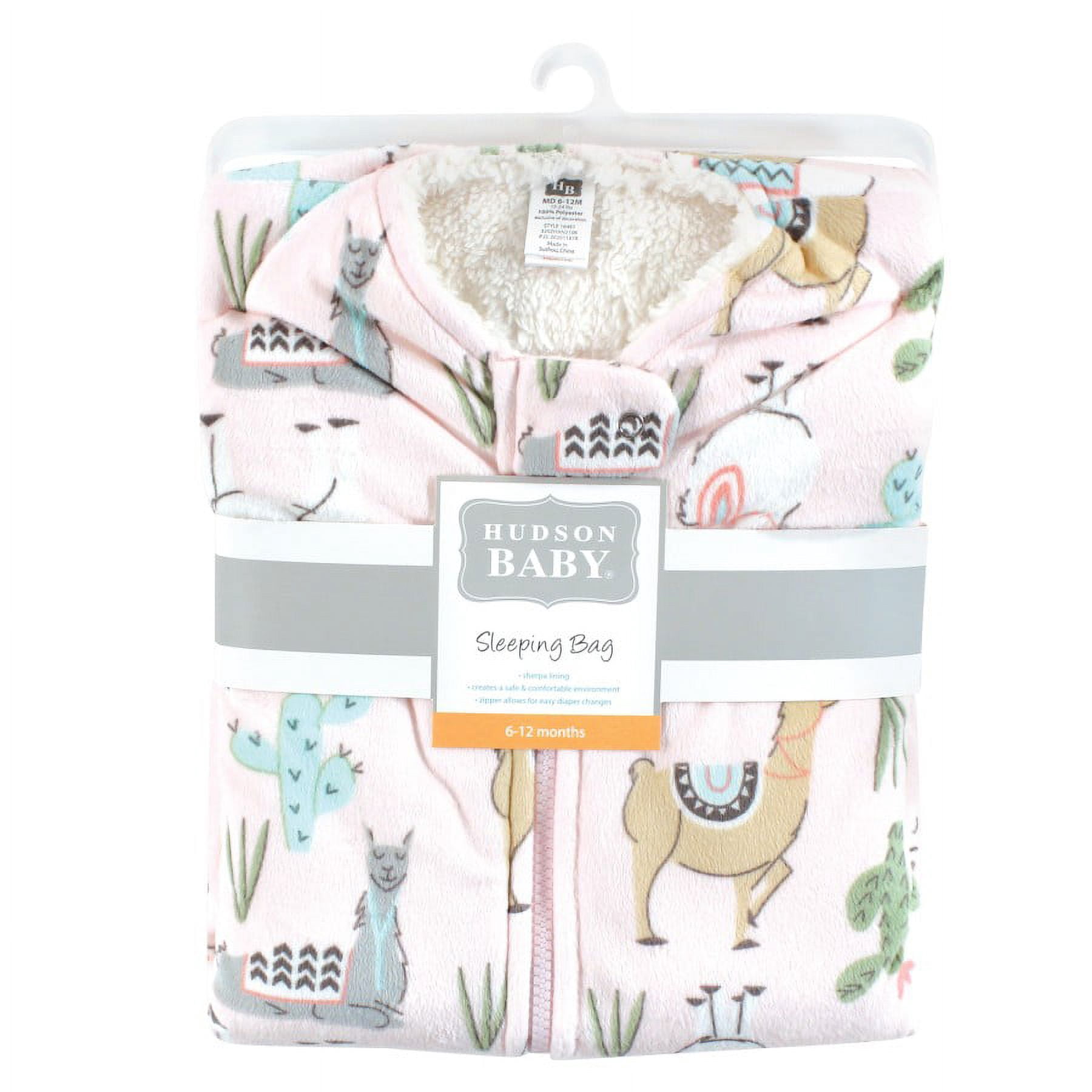 Hudson Baby Infant Girl Mink with Faux Shearling Inner Sleeping Bag, Sack, Blanket, Llama, 12-18 Months