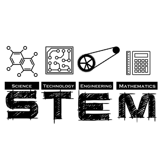 Home Wall Art Lettering Decal Design | Science Technology Engineering Mathematics - Girls Boys Bedroom Living Room DIY Stick and Peel Vinyl Wall Decoration Sticker 21" x 36"