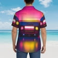 thumbnail image 4 of Balery Neon Cassette Tape Camisas hawaianas de manga corta para hombre, camisas playeras de corte holgado, camisas de vacaciones con botones,X-Large, 4 of 7