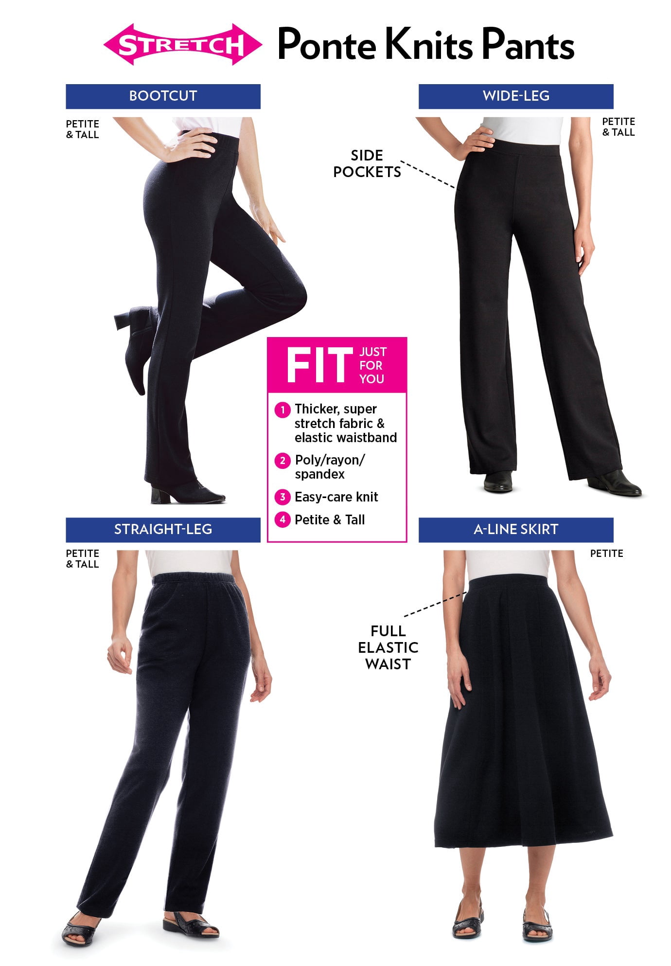 Woman Within Plus Size Stretch Ponte Knit Pull-On Bootcut Pants