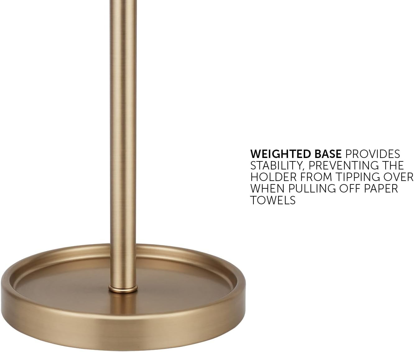 Countertop Paper Towel Holder - Modern Knurling End Cap Minimalist Design - Color Warm Gold