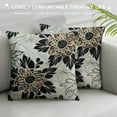 thumbnail image 3 of ONETECH  Brown Black Pillow Covers, Dahlias Flowers Outdoor Decorative Throw Pillow Covers Geometry Modern Farmhouse for Couch Sofa Summer Home Decor, 3 of 5