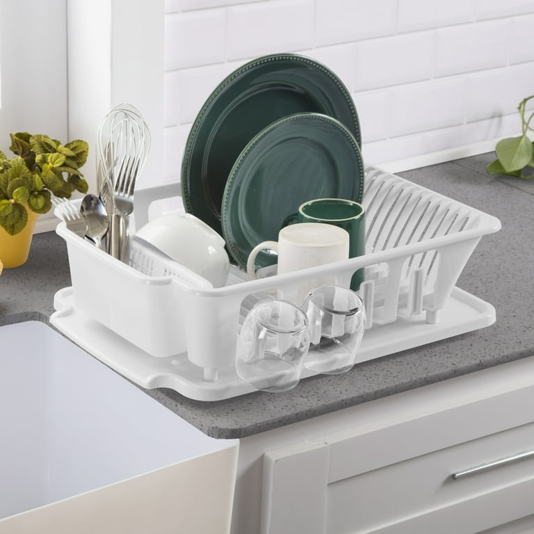 Sterilite Large 2-Piece Dish Drainer Set, White photo 3