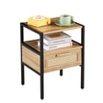 thumbnail image 2 of BISHE Nightstand End Tables with Drawers Unique rattan nightstand with drawers and open storage shelves that can be used as a nightstand, side table or end table, Natural, 2 of 7