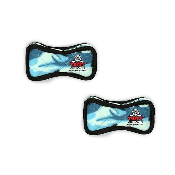 TUFFY® Jr Bone2 Camo Blue, 2-Pack, Durable Plush Squeaky Dog Toys