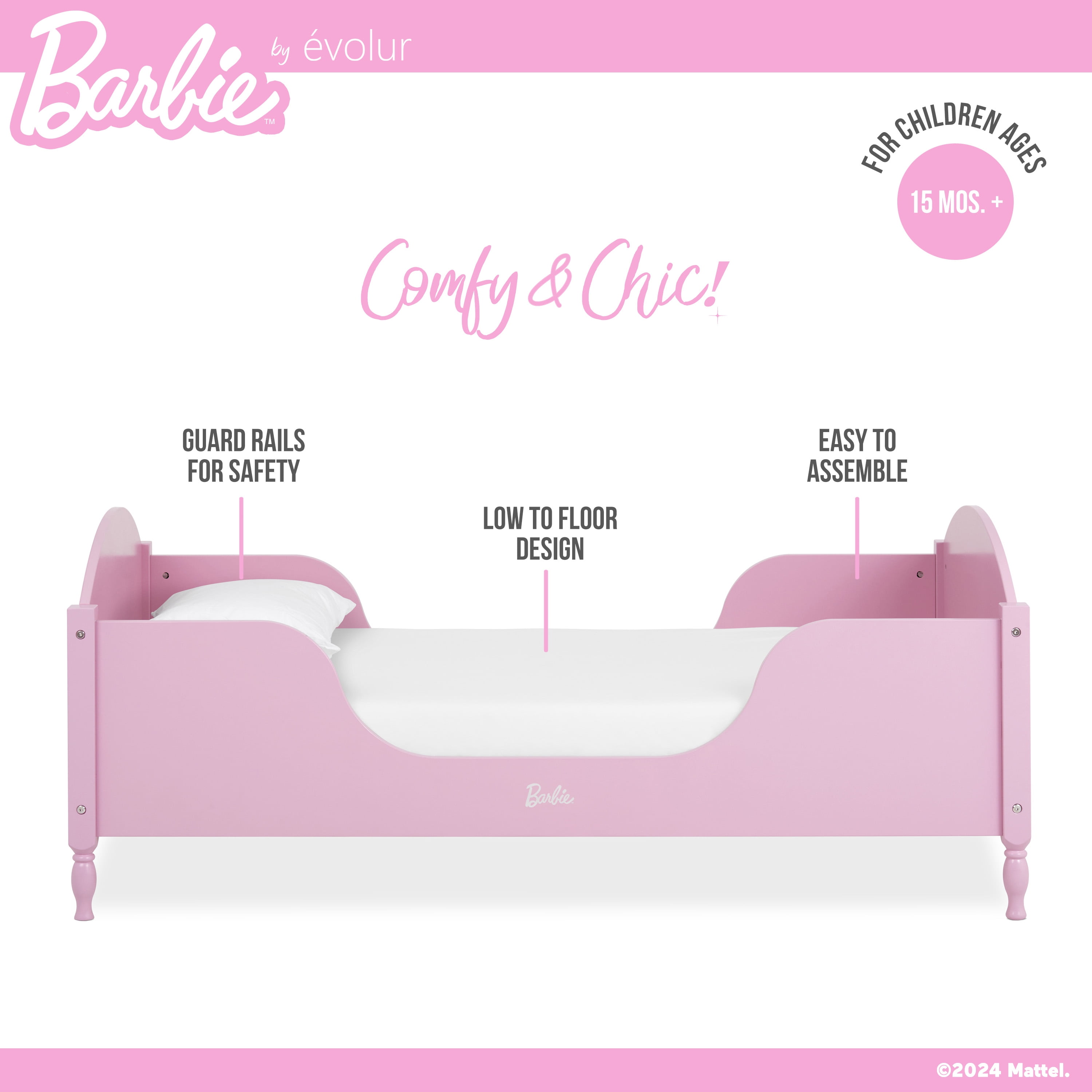 Evolur Barbie Dreamscape Toddler Bed in Pink