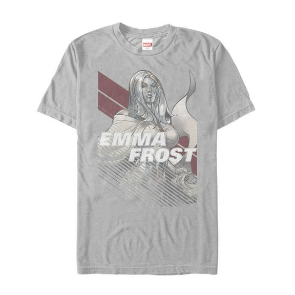 Men's Marvel X-Men Emma Frost Stripe  Graphic Tee Silver Large