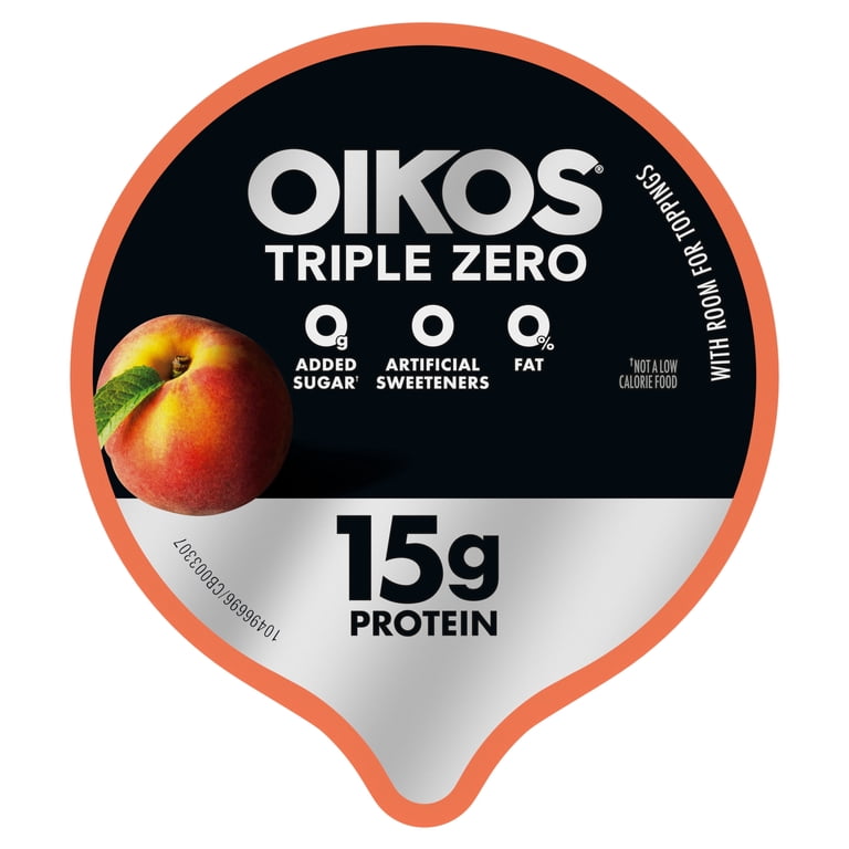 Oikos Triple Zero 15g Protein, 0g Added Sugar, Fat Free Peach