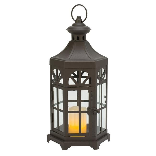 13.5 in. Rustic Lantern Candle Holder, Brown