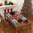 thumbnail image 4 of Linen Blue Christmas Placemats Set of 4 Christmas Table Mats Winter New Year Xmas Decor Blue Christmas Decorations and Supplies for Home Kitchen Table-12×18’’, 4 of 5