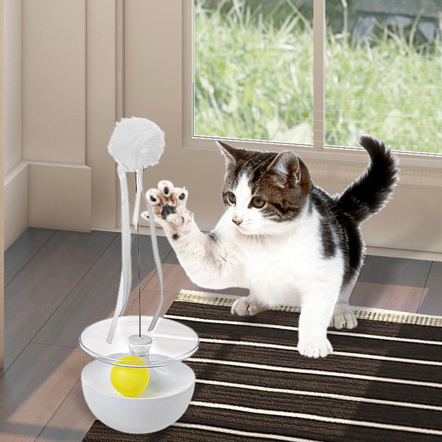 Juguetes para Gatos, Juguetes para Gatitos, Juguetes Interactivos para Gatos, Columpio Giratorio Automático, Juguetes para Gatos para Jugar a Persegui Blanco Yinane Juguetes interactivos para gatos