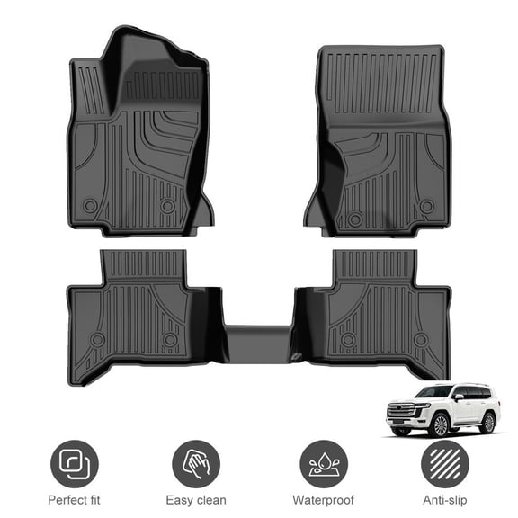 All‑Weather Floor Liners for Toyota Land Cruiser 2024‑2026, Custom Fit TPE Front & Rear Floor Mats Full Set, Black