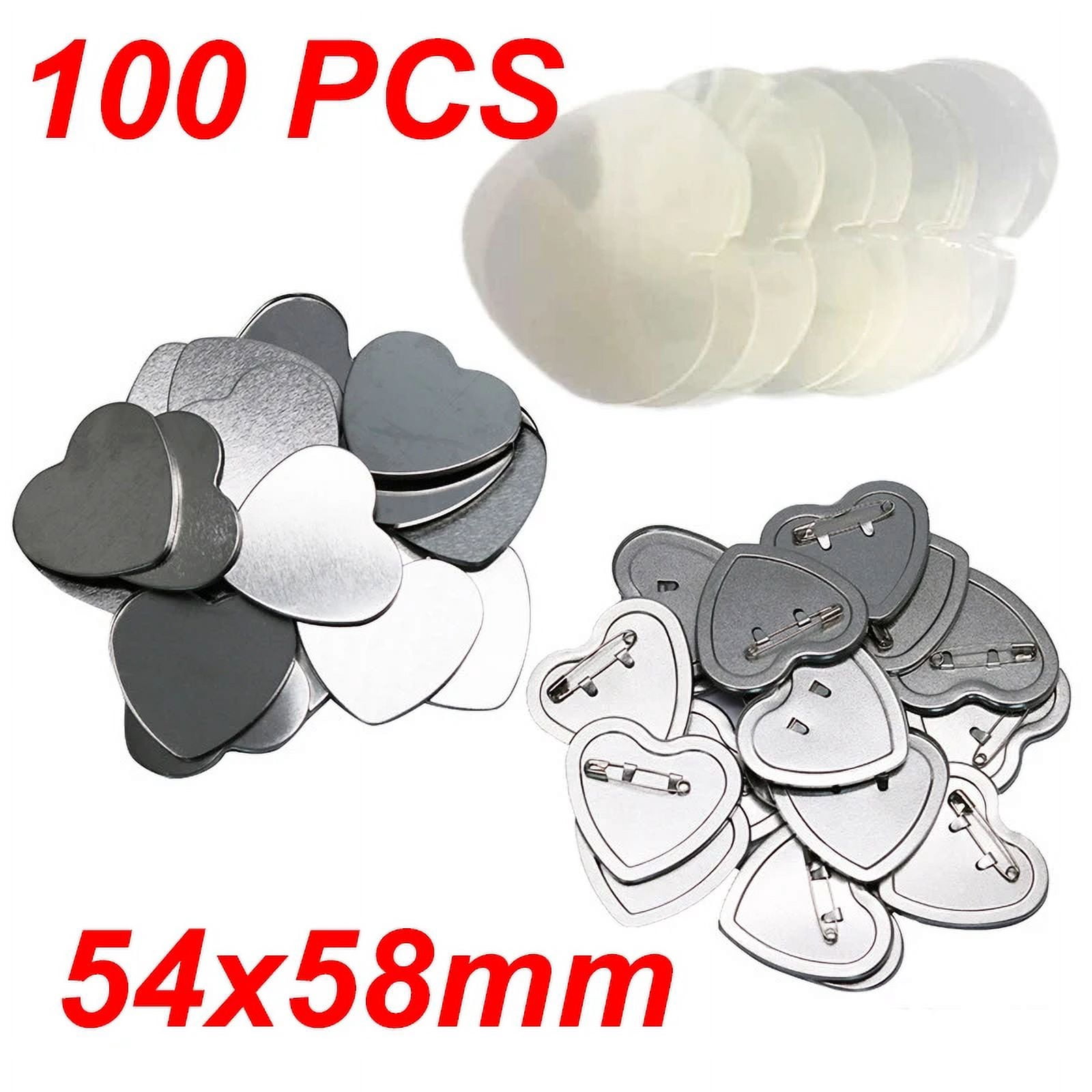 100PCS Heart-Shaped Pins Bottom Cover Membrane Peach Heart Blank Supplies Tinplate 57x53mm ,Beginner-Friendly