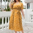thumbnail image 5 of WREESH Womens Dress Oversize Summer Casual Short Sleeve V Neck Printed Sleeve Dresses Loose Dress Yellow, 5 of 8