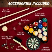 7.5 ft Billiard Pool Table with Cue Rack, Dartboard, and Game Accessories, Burgundy, by Barrington Billiards