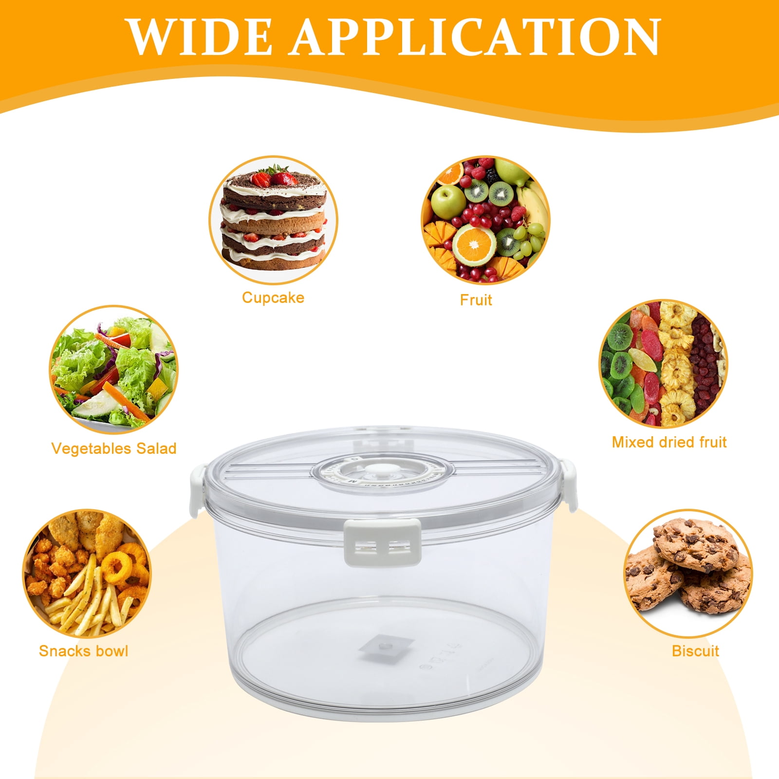 Brabtod 4.5L Large Airtight Salad Bowl Food Storage Container, Transparent Sealed Box with Date Dial & 4‑Side Locking Lids for Salad, Fruits, Snacks & Baked Goods