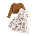 thumbnail image 5 of Kogui Girls Fall Dress Outfits Little Girls Dress and Cardigan 2 Piece Outfits Floral Tank Dresses Ruffle Shrug Sweaters Spring Fall Clothes Size 5T 6T (Orange,5-6 Years), 5 of 8