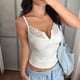 thumbnail image 4 of Camisola de Encaje con Cuello en V y Tirantes Finos para Fiesta en Club. M, 4 of 9