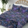 thumbnail image 3 of Ambesonne Floral Design Fitted & Flat Sheet with Shams 4 Pcs Set, Dreamy Flowers Gothic, Full, Violet Dark Violet Rose, 3 of 5