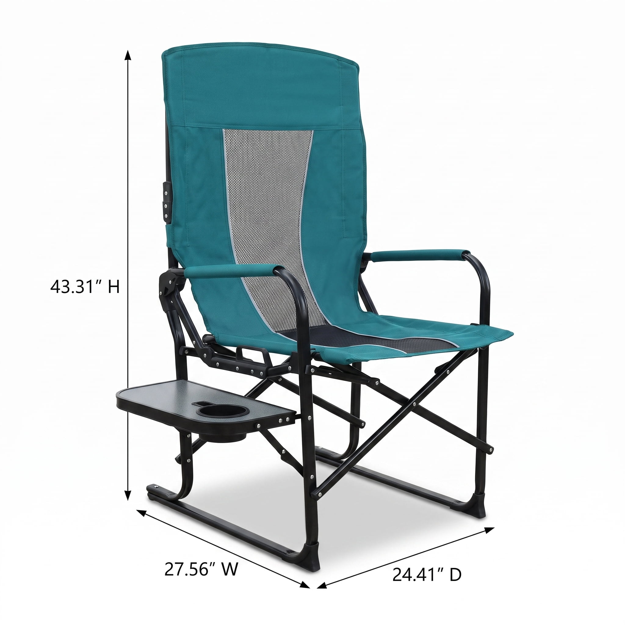 Oversized Folding Camping Directors Chair, Heavy Duty Steel Frame Portable Lawn Chair with Side Table, Cup Holder & Storage Pocket, 250LBS Capacity for Beach Fishing Picnic Outdoor