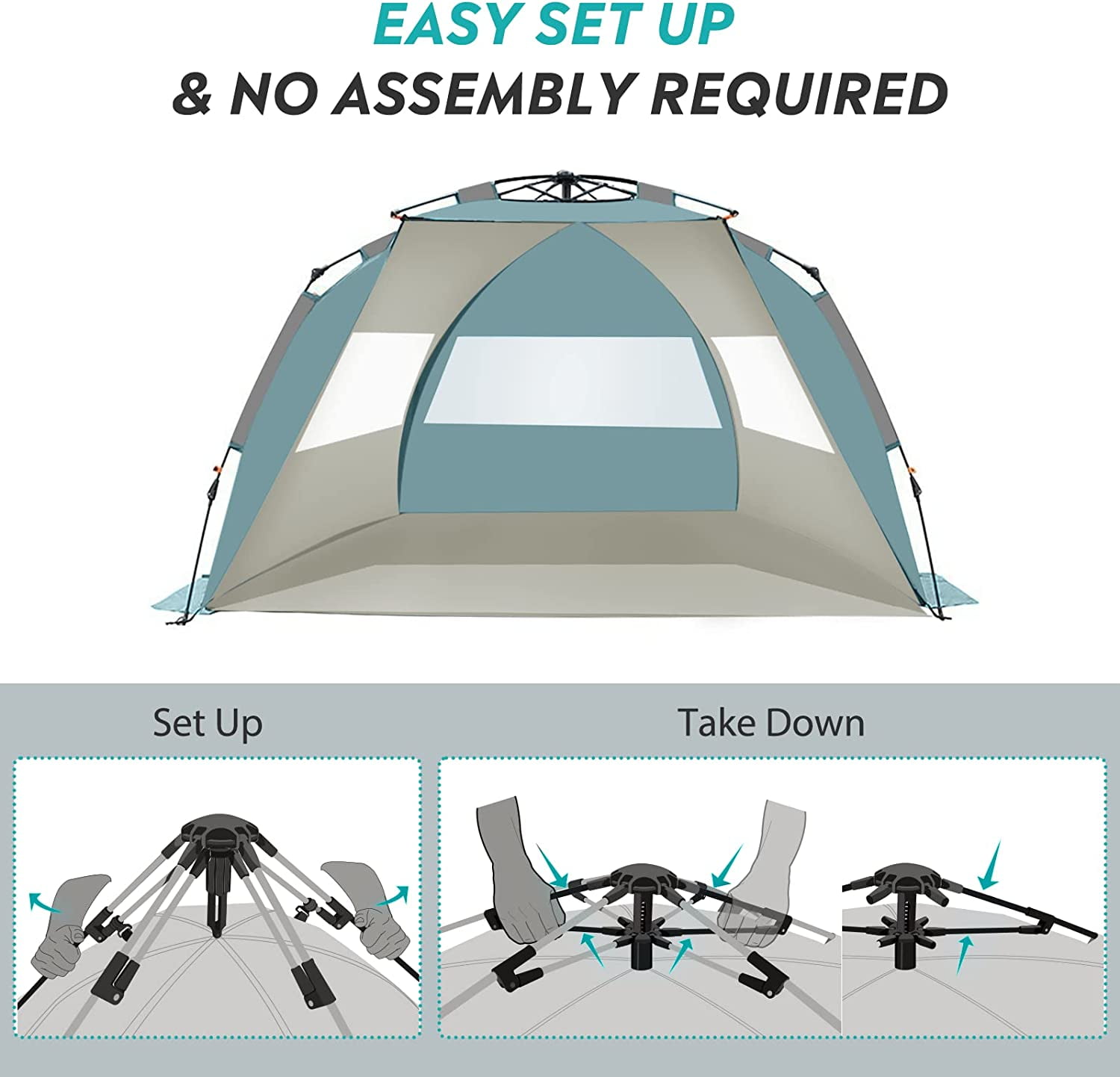 ボタンより OutdoorMaster Pop Up Beach Tent Easy to Set Up, Portable Sun