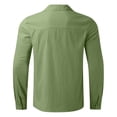 thumbnail image 6 of QATAINLAV Mens Big and Tall Cotton Linen Shirts Casual Button Down Lapel Dress Shirts Solid Color Long Sleeve Work Tops 2024 Fall Blouses Prime Sales Army Green 5XL, 6 of 6