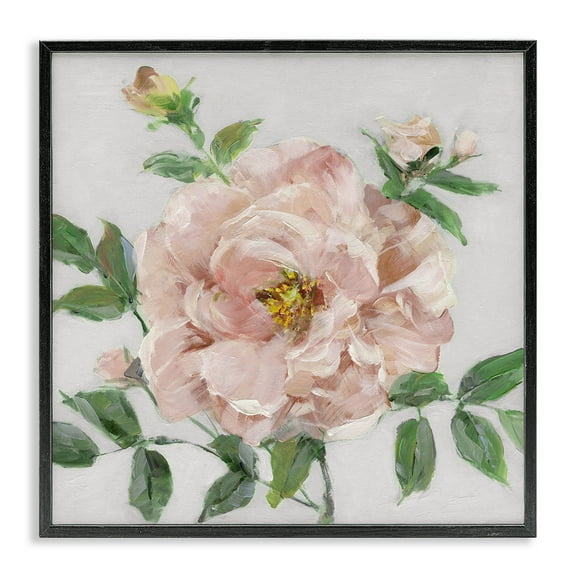 Stupell Industries Pink Carnation Blossom Floral Painting Black Framed Art Print Wall Art, 12 x 12
