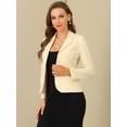 thumbnail image 3 of DARING DIVA Women's Office Work Lapel Collar Stretch Blazer S Beige, 3 of 6