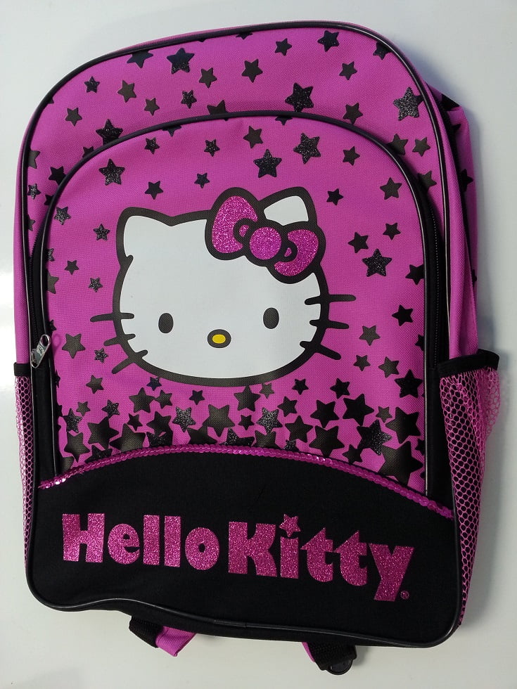 Backpack Hello Kitty Black Star 16" School Bag New 826120