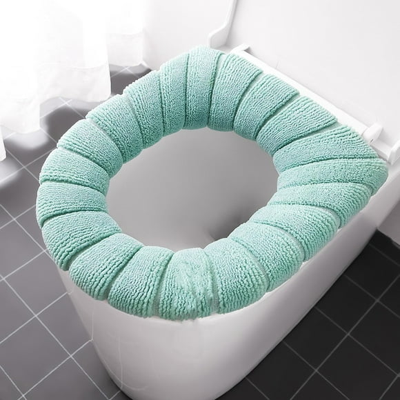 Asiento De Tocador Cojín para asiento de inodoro de color liso, suave, elástico y lavable, para asientos redondos o alargados estándar (azul, 1 pieza). Rkxzt
