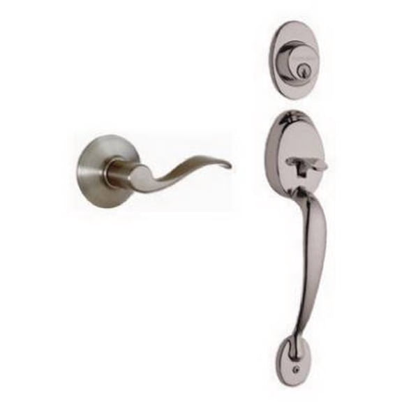 Schlage Plymouth Single Cylinder Handleset and Accent Lever, Satin Nickel (F60 V PLY 619 ACC)