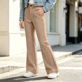 thumbnail image 5 of BXJX Girls Flare Pants Size 10-12, Fashion Side Pockets Zip-Button Fall Kids Casual Trousers Khaki, 5 of 6