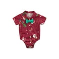 thumbnail image 1 of Qiylii Baby Boy Christmas Romper Lapel Neck Bow Tie Crotch Button Loose Bodysuit, 1 of 8