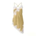 thumbnail image 7 of Satin Tops for Women Deep V Neck Spaghetti Strap Tank Top Lace Trim Asymmetrical Hem Silky Casual Going Out Camisole, #01 Champagne, M, 7 of 7