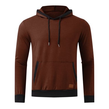 KIHOUT Chandail à Capuchon pour Hommes Manches Longues Décontracté Couleur Unie Col Rond Chandail Confortable Chandail à Capuche Hauts Ou/s